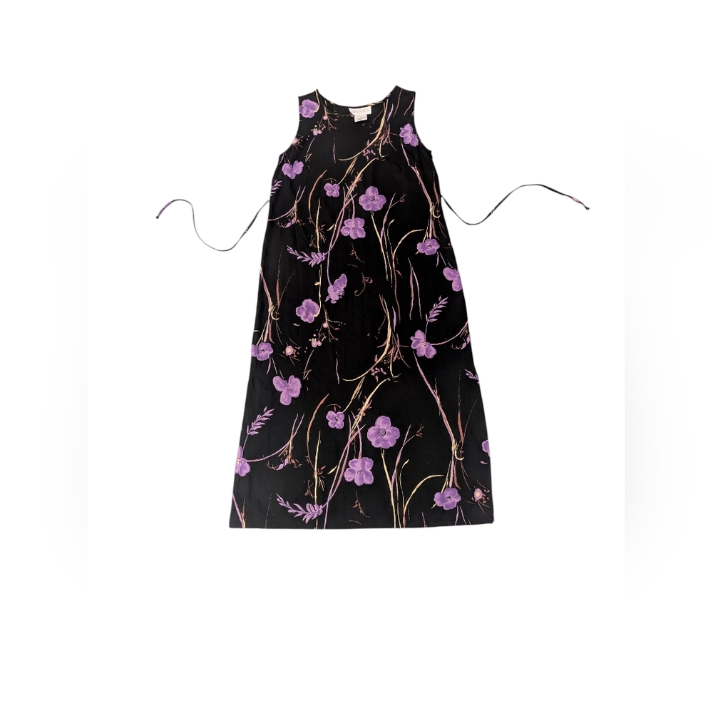 Casual Corner Annex Petite Vtg 90s Black Floral Sleeveless Maxi Dress - Sz 10P